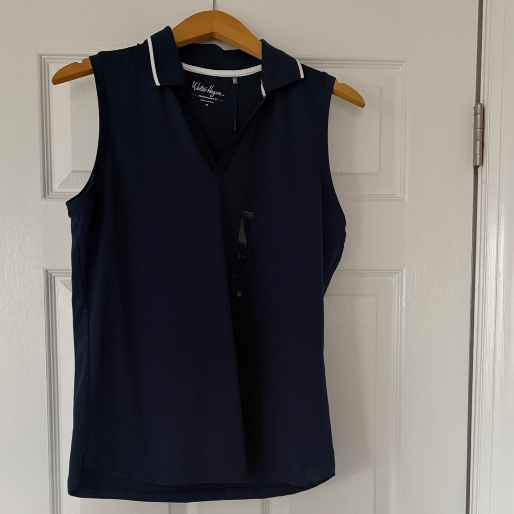 Walter Hagen Navy Sleeveless Golf Polo